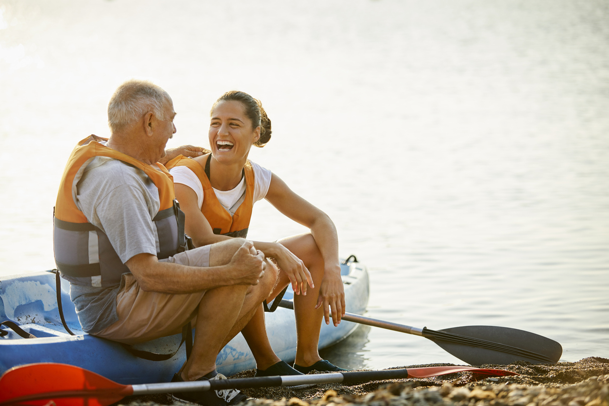 Happy Daughter With Father Enjoying Vacation Together Post Covid-19